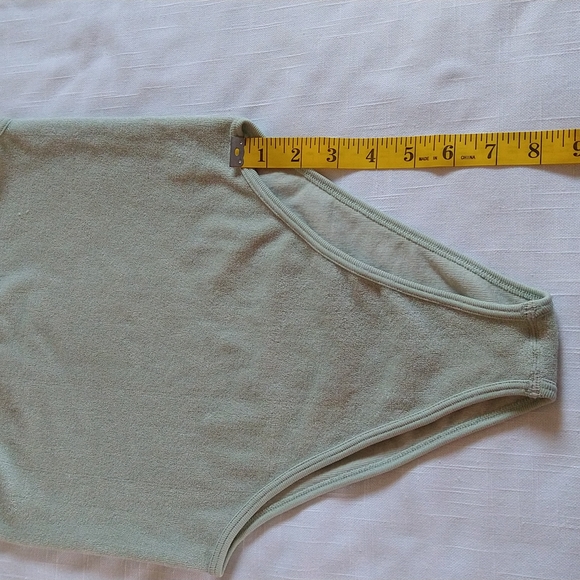 Zara Terrycloth one shoulder bodysuit size XS-Small Light Green Pull-on - Picture 10 of 13